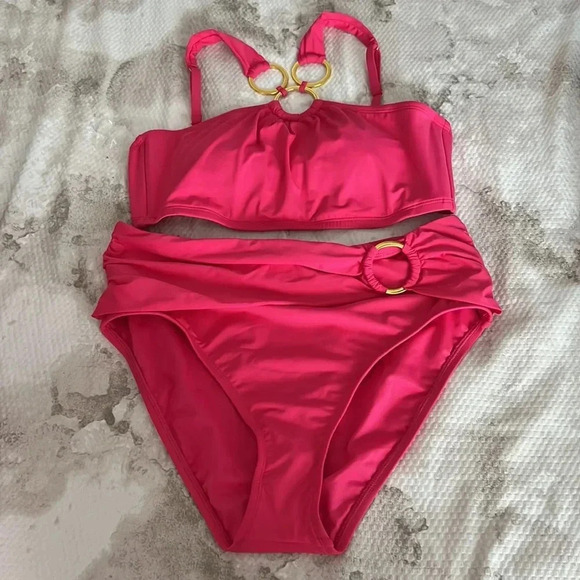 Bleu by Rod Beattie Ring-Neckline Bikini Top and Bottom Size 10 - Picture 6 of 9